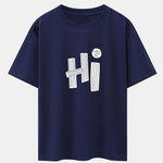 Hi Slogan Lines Print Drop Shoulder Oversize T-Shirt