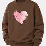 Doodle Heart Print Relax Fit Sweatshirt