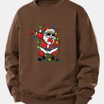Christmas Lights Santa Claus Print Relax Fit Sweatshirt