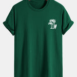 Regular Fit Palm Tree Surfboard Print Cotton T-Shirt