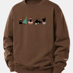 Christmas Black Cat Print Relax Fit Sweatshirt