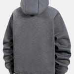 Teddy Lined Zipper Kangaroo Pocket Hoodie