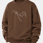 Dog Line Drawing Print Relax Fit Sweatshirt
