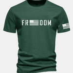 Regular Fit American Flag Freedom Print Cotton T-Shirt