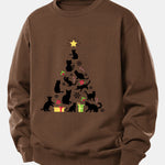 Christmas Cats Print Relax Fit Sweatshirt