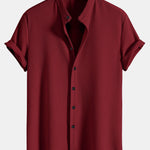 Muscle Fit Ribbed Stand Collar Shirt & Elastic Waist Straight Leg Trousers