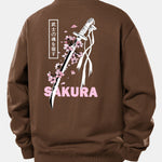 Sakura Katana Back Print Relax Fit Sweatshirt
