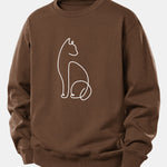 Cat Line Print Relax Fit Sweatshirt