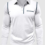 Men's lapel half-button long-sleeved Polo