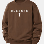 Blessed Cross Print Relax Fit Sweatshirt
