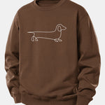 Line Dachshund Print Relax Fit Sweatshirt