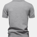 Pineapple Texture Knit V Neck Polo