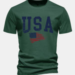 Regular Fit USA Flag Print Cotton T-Shirt