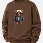 Bear In Leather Jacket Print Relax Fit Sweatshirt