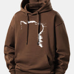 Outline Cat Print Relax Fit Hoodie
