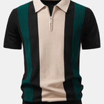 Textured Color Block Knit Polo & Slim Fit Tapered Trousers