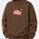 Hot Dog Dachshund Print Relax Fit Sweatshirt