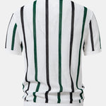 Striped Knit Zip Up Polo Shirt