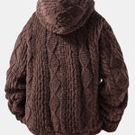Geometric Jacquard Teddy Half-Zip Hoodie