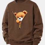 Zipper Bear Print Relax Fit Sweatshirt