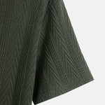 Short Sleeve Jacquard Half Open Collar T-Shirt