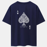 Ace Of Spades Print Drop Shoulder Oversize T-Shirt