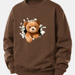 Bear Breaking Through The Wall Print Relax Fit Sweatshirt