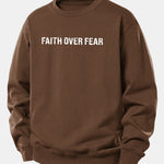 Faith Over Fear American Flag Print Relax Fit Sweatshirt