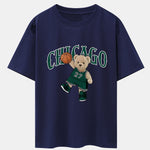 Chicago Basketball Bear Print Drop Shoulder Oversize T-Shirt