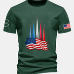 Regular Fit Fighter Jets With USA Flag Print Cotton T-Shirt