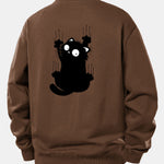 Black Cat Print Relax Fit Sweatshirt