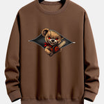 Halloween Zipper Evil Bear Print Relax Fit Sweatshirt