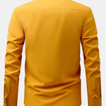 Non-Iron Hidden Placket Stand Collar Dress Shirt