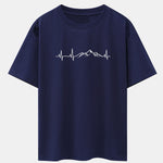 Heartbeat Mountain Print Drop Shoulder Oversize T-Shirt
