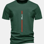Regular Fit Stripe Paris Print Cotton T-Shirt