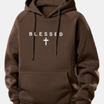Blessed Print Drawstring Hoodie