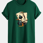 Regular Fit Dice Playing Cards Print Cotton T-Shirt