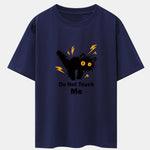 Electric Black Cat Print Drop Shoulder Oversize T-Shirt