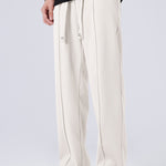 Single Pleat Drawstring Straight Leg Pants