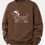 Christmas Light Dog Print Relax Fit Sweatshirt
