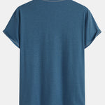2-in-1 Notched Collar Contrast Stitching T-Shirt
