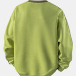 Relax Fit Stripe Waffle Crew Neck Sweatshirt