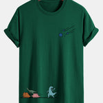 Regular Fit Dinosaurs Avoid Meteorites Print Cotton T-Shirt