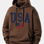USA Flag Print Relax Fit Hoodie