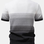 Striped Gradient Knitted Polo Shirt & Straight Leg Ribbed Pants