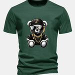 Regular Fit Hip Hop Bear Print Cotton T-Shirt