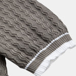 Wave Jacquard Zip Up Knitted Polo Shirt