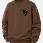 Black Cat Print Relax Fit Sweatshirt