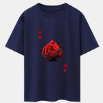 Rose K Print Drop Shoulder Oversize T-Shirt