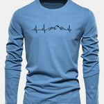 Long Sleeve Heartbeat Print Cotton T-Shirt